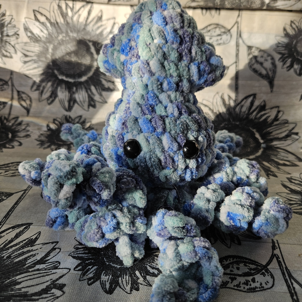 Hand Crafted Multicolor Plush Squid